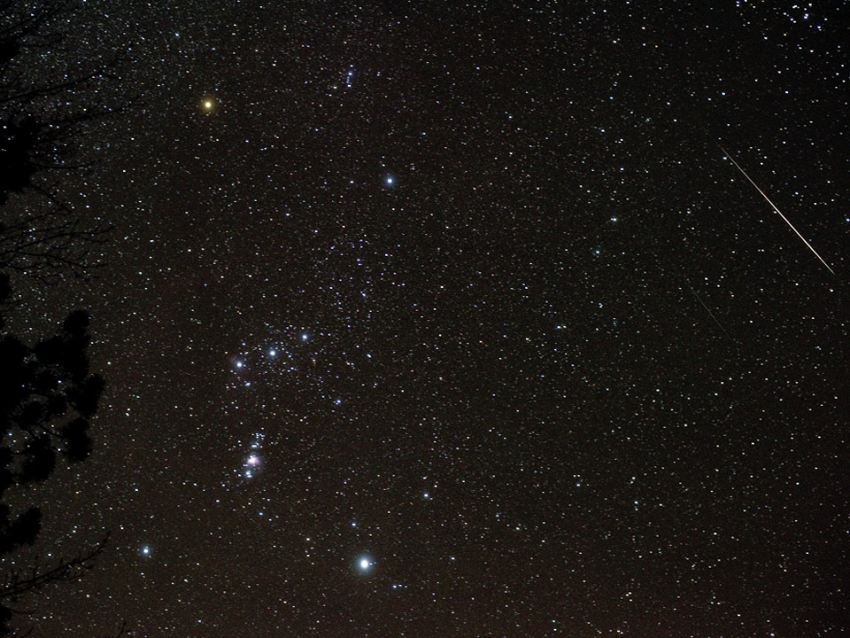 Dec. 14, 2017   Orion and a meteor.